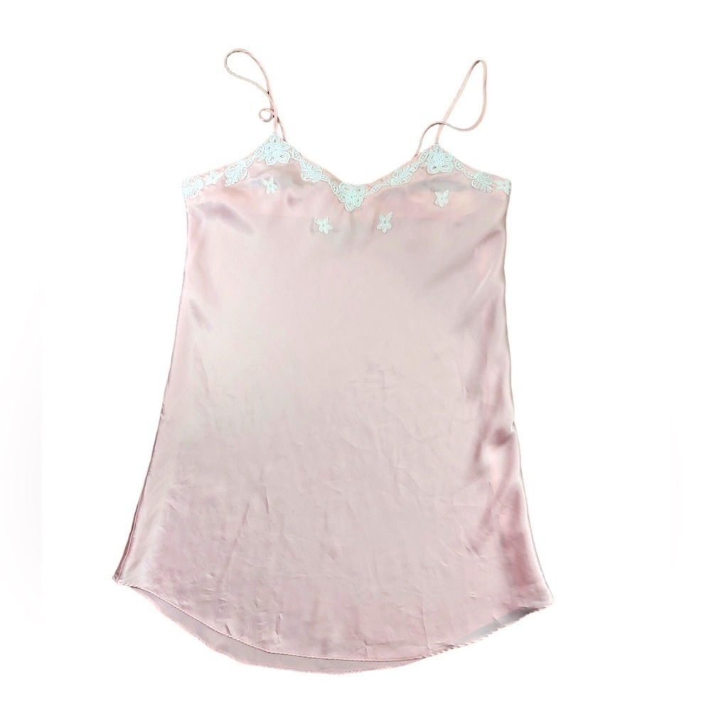 Vintage Jessica Coquette Soft Girl Style Slip Dress With Crochet Appliques